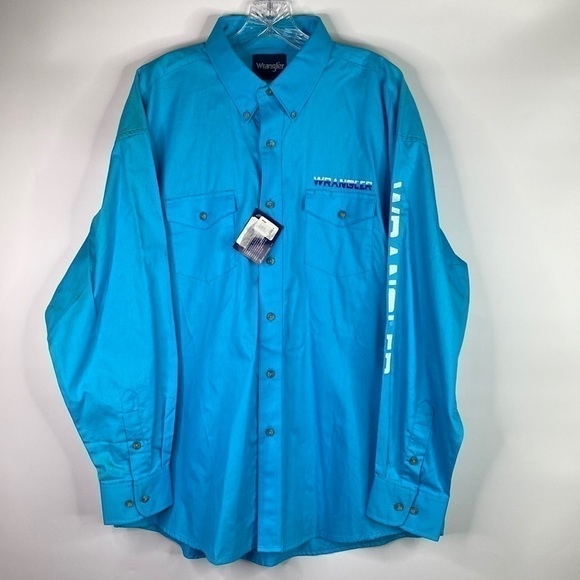 Vintage Wrangler Turquoise Button Down Shirt Size XL NWT (flawed) - Picture 1 of 16
